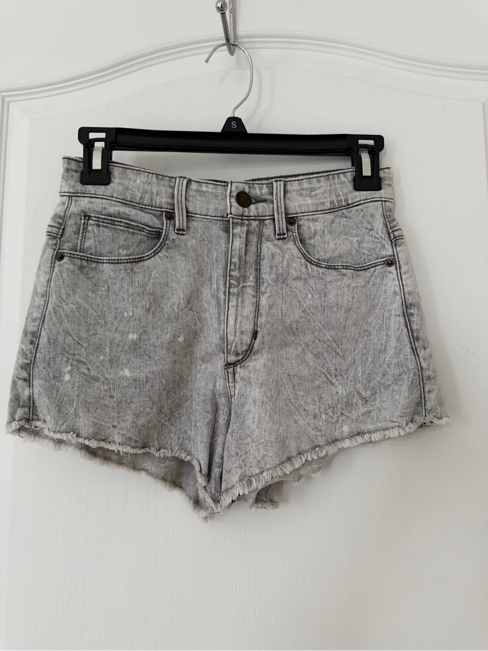 G by Guess Gray Acid-Wash High-Rise Jean Shorts